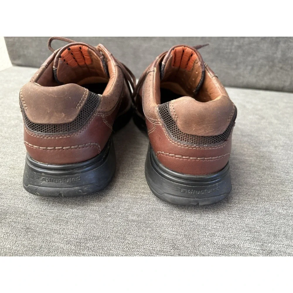 Mens Clarks Unstructured Brown Leather Shoes Oxford Casual size 9.5m 42.5